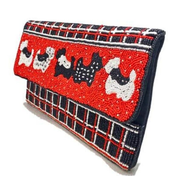 Scottish Terrier Scottie NEW Seed Bead Red Black Crossbody Clutch Handbag Bag - Picture 3 of 4